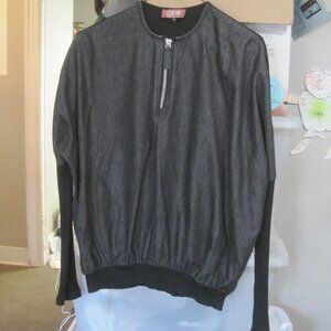 Black Denim and Black Dolman Shirt with Half Zipper